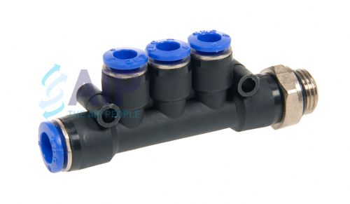 Push In Male Stud Triple Reducer Branch Union BSPP