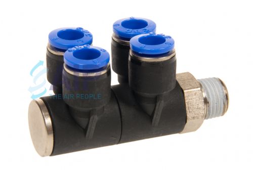 Push In Male Stud Double Branch Banjo BSPT 4-12mm