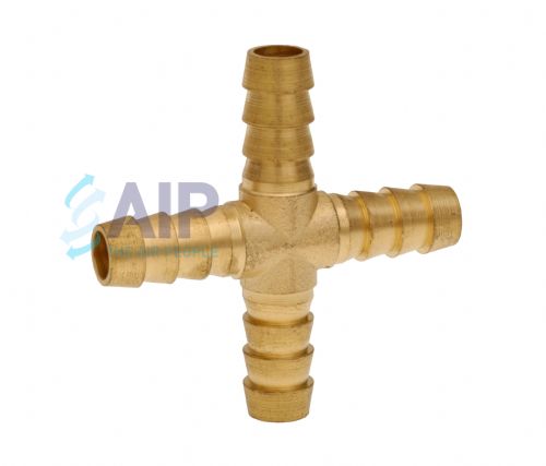 Hose Tail Cross - Brass 1/4