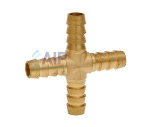 Hose Tail Cross - Brass 1/4